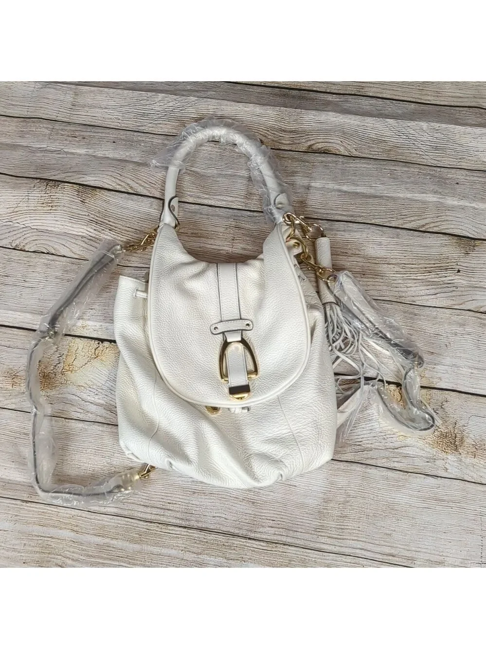 G.I.L.I. genuine leather ivory backpack handbag convertible NWOT